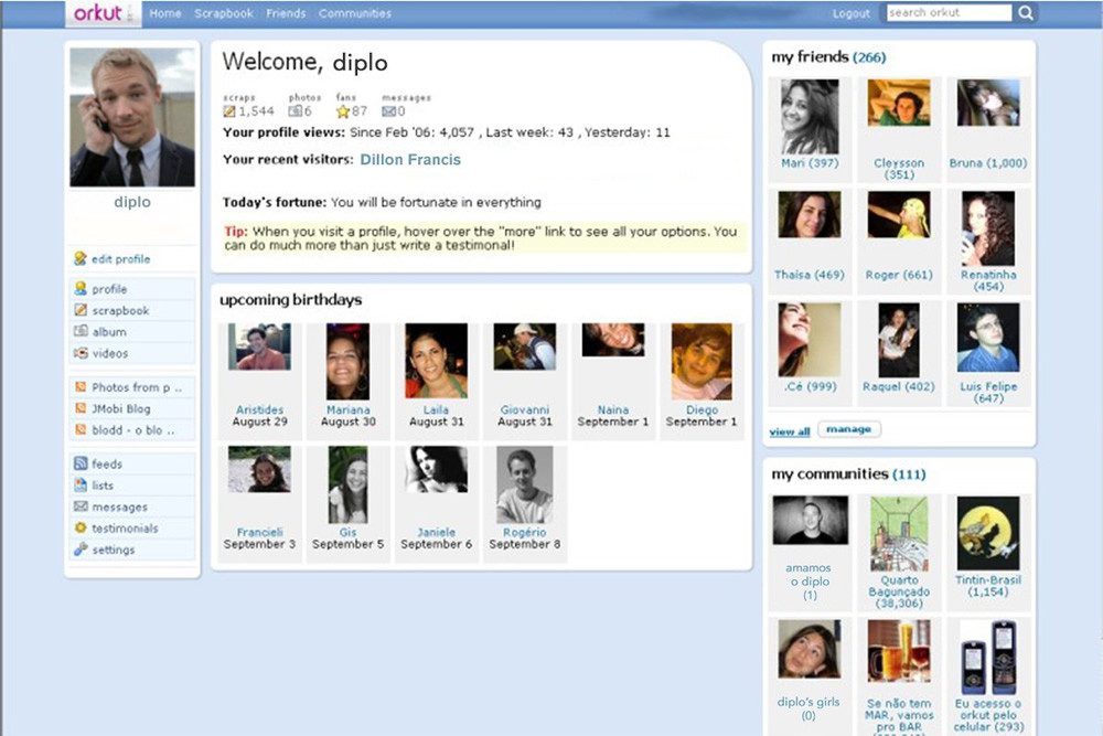 Layout perfil Orkut