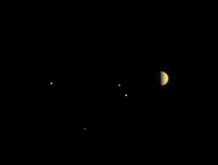 Júpiter e suas luas Io, Europa, Ganimedes e Calisto