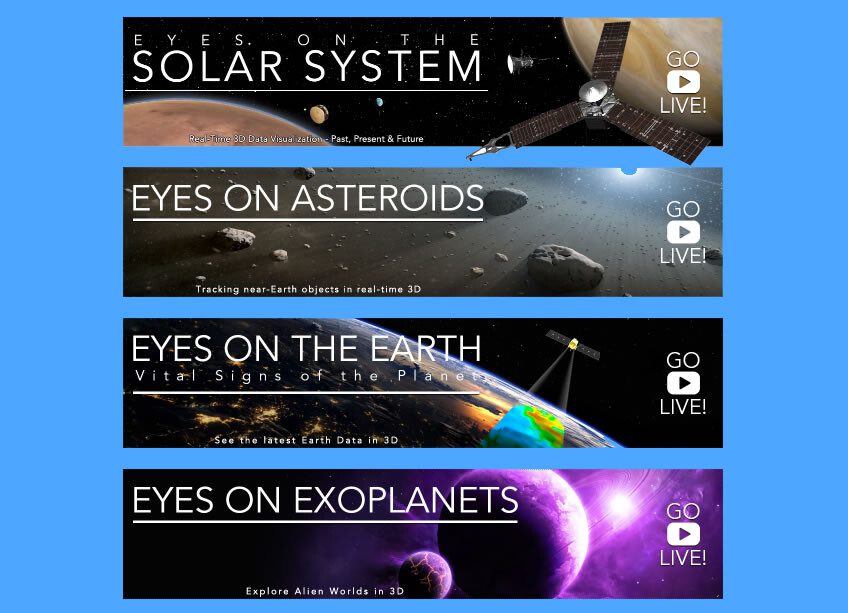 Opções do site NASA'S Eye