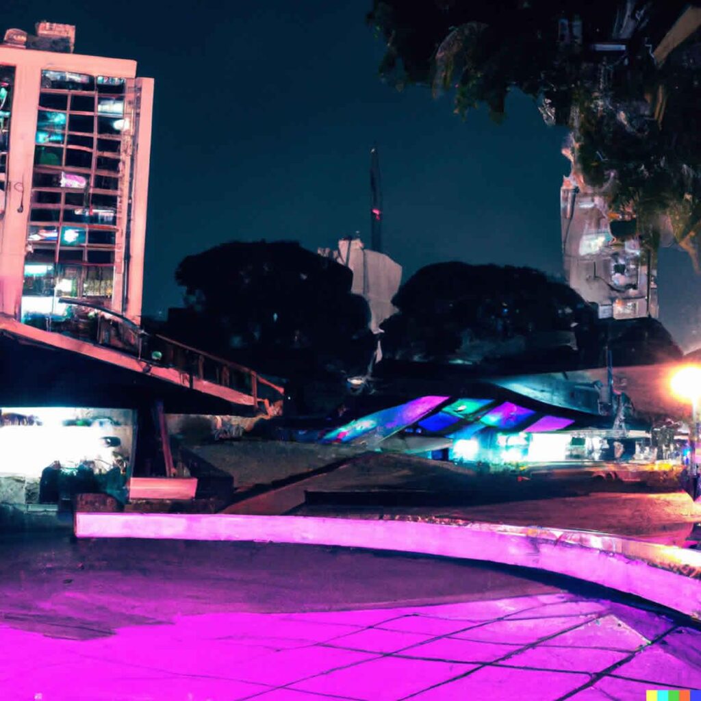 praça cívica Goiânia cyberpunk - DALL·E