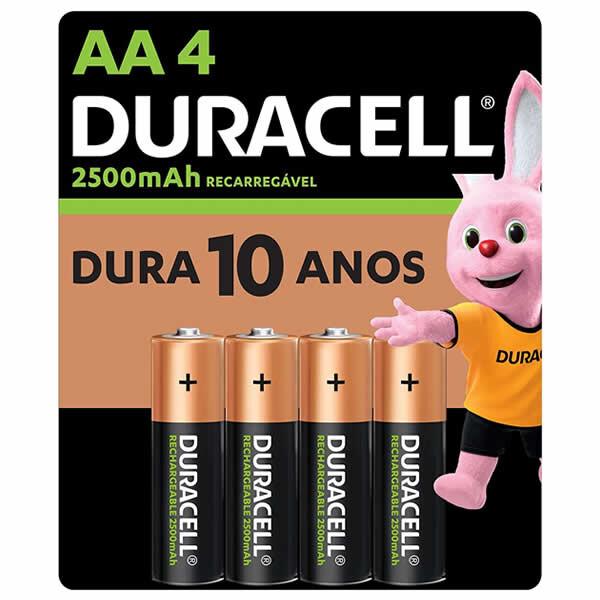 Pilha recarregável Duracell Rechx4 AA